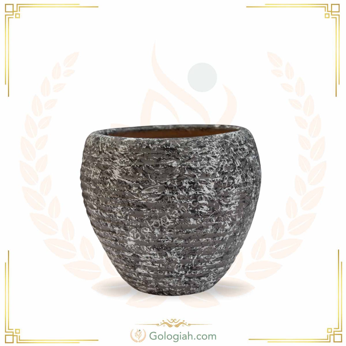  گلدان سفالی توپی خط دار