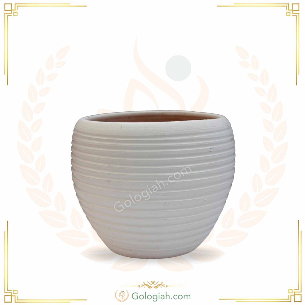  گلدان سفالی توپی خط دار