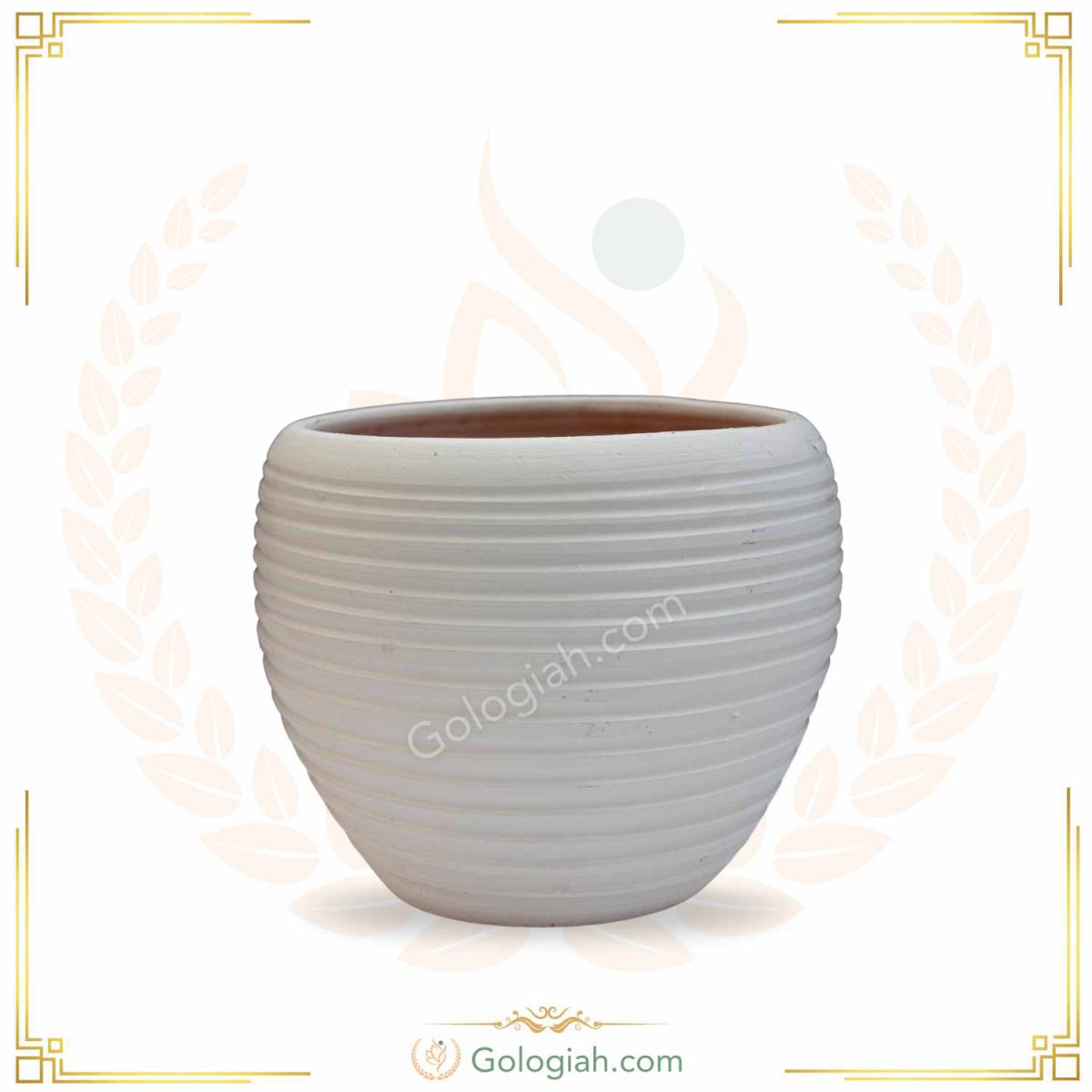  گلدان سفالی توپی خط دار